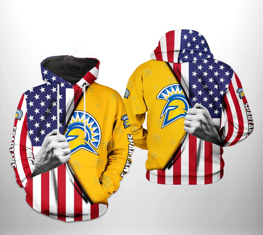San Jose State Spartans NCAA US Flag 3D Printed Hoodie
