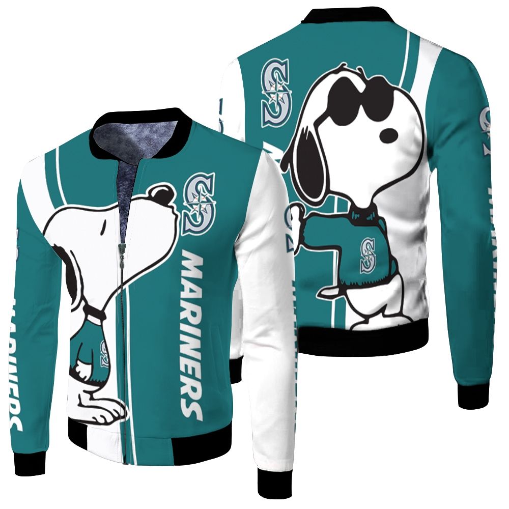 Seattle Mariners Snoopy Lover 3d Printed Fleece Bomber Jacket