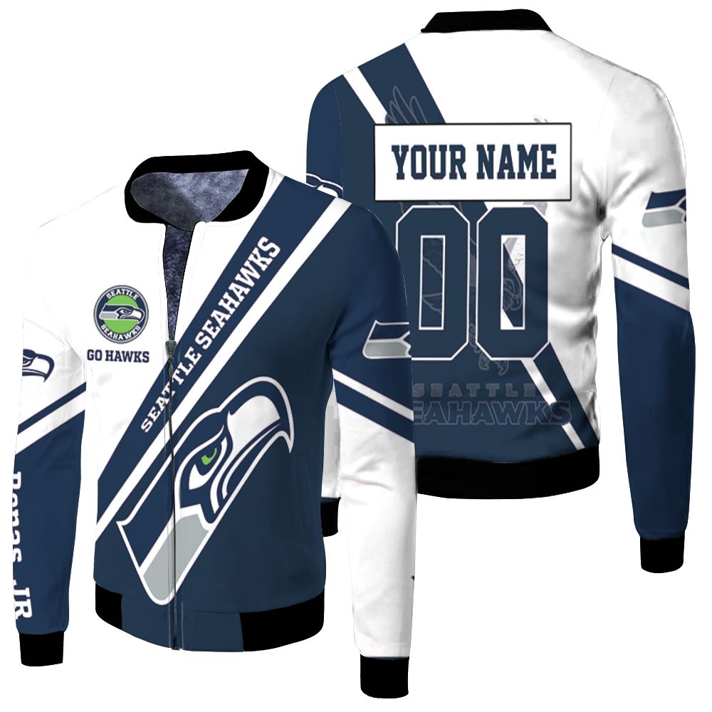 Seattle Seahawks 3d Benas Jr Personalized Fleece Bomber Jacket