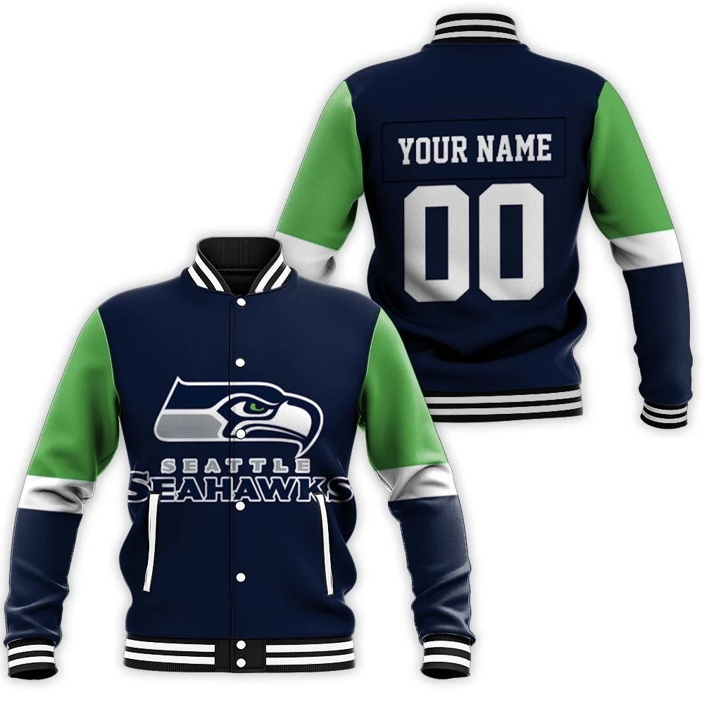 Seattle Seahawks 3d Personalized Baseball Jacket