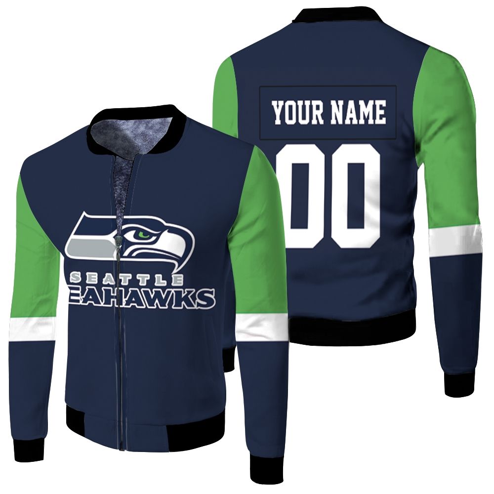 Seattle Seahawks 3d Personalized Fleece Bomber Jacket