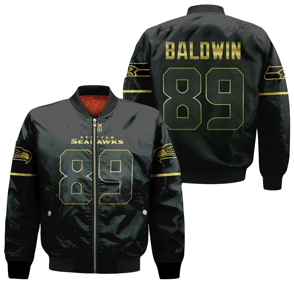 Seattle Seahawks Doug Baldwin #89 Nfl American Football Team Black Golden Edition 3d Designed Allover Gift For Seattle Fans Bomber Jacket
