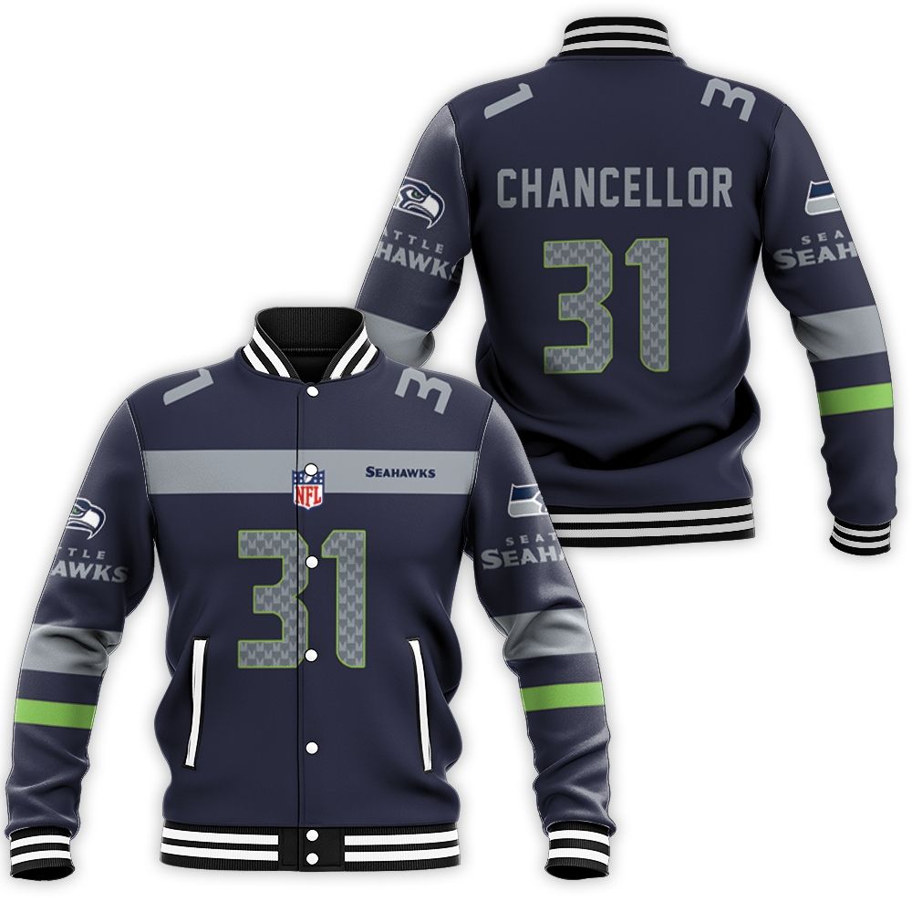 Seattle Seahawks Kam Chancellor Team Color Jersey Inspired Baseball Jacket