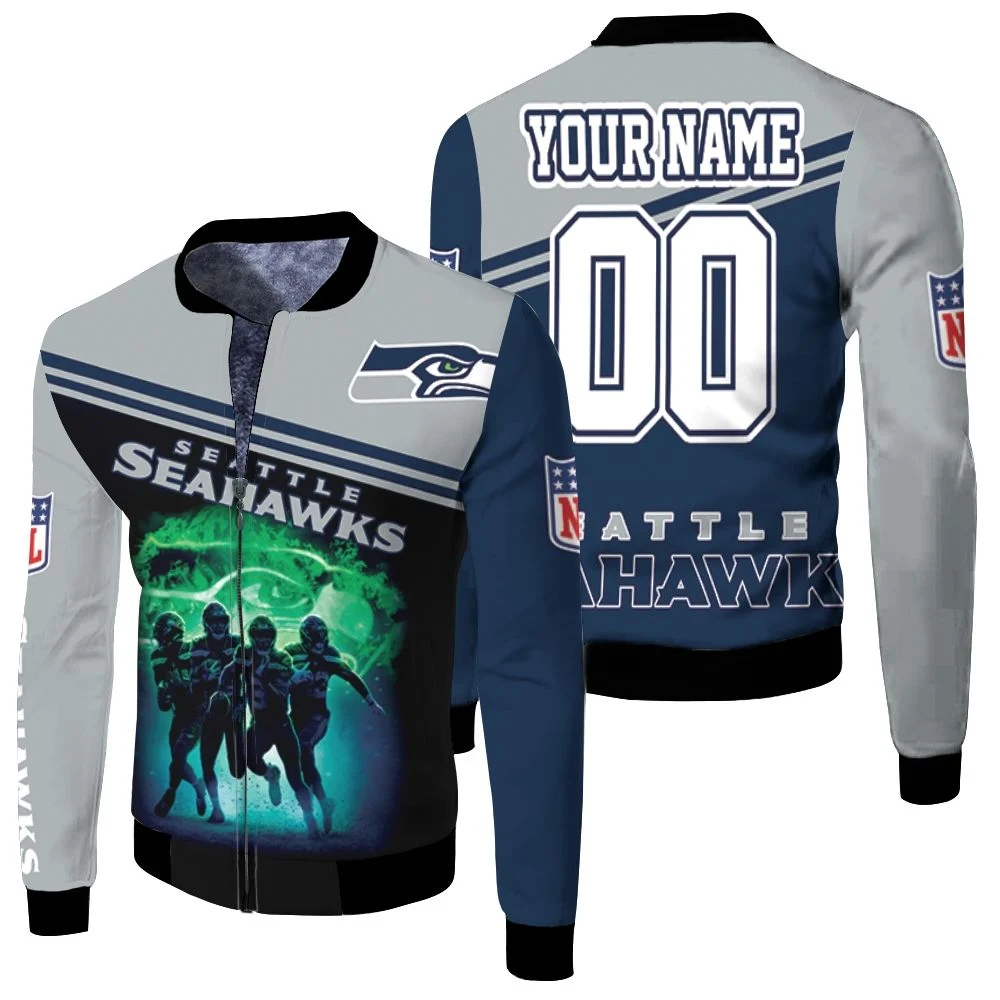 Seattle Seahawks Legend Players Personalized Fleece Bomber Jacket