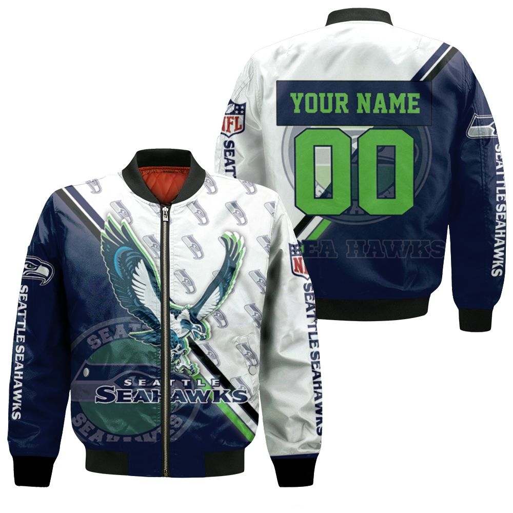 Seattle Seahawks Logo Nfl For Fans 3d Personalized Bomber Jacket