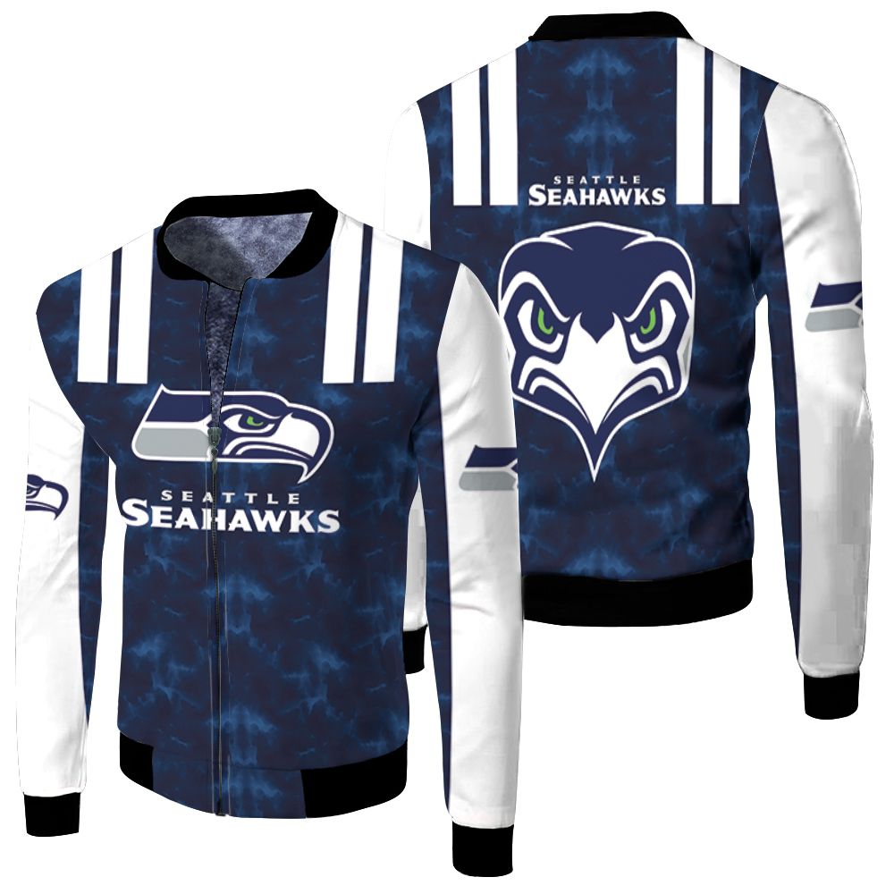 Seattle Seahawks NFL Skull Blue Bomber Jacket 3D For Fans