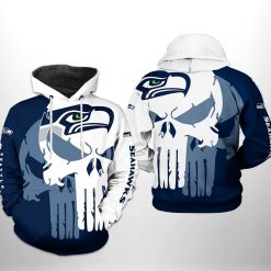 Seattle Seahawks NFL Team Skull 3D Printed Hoodie