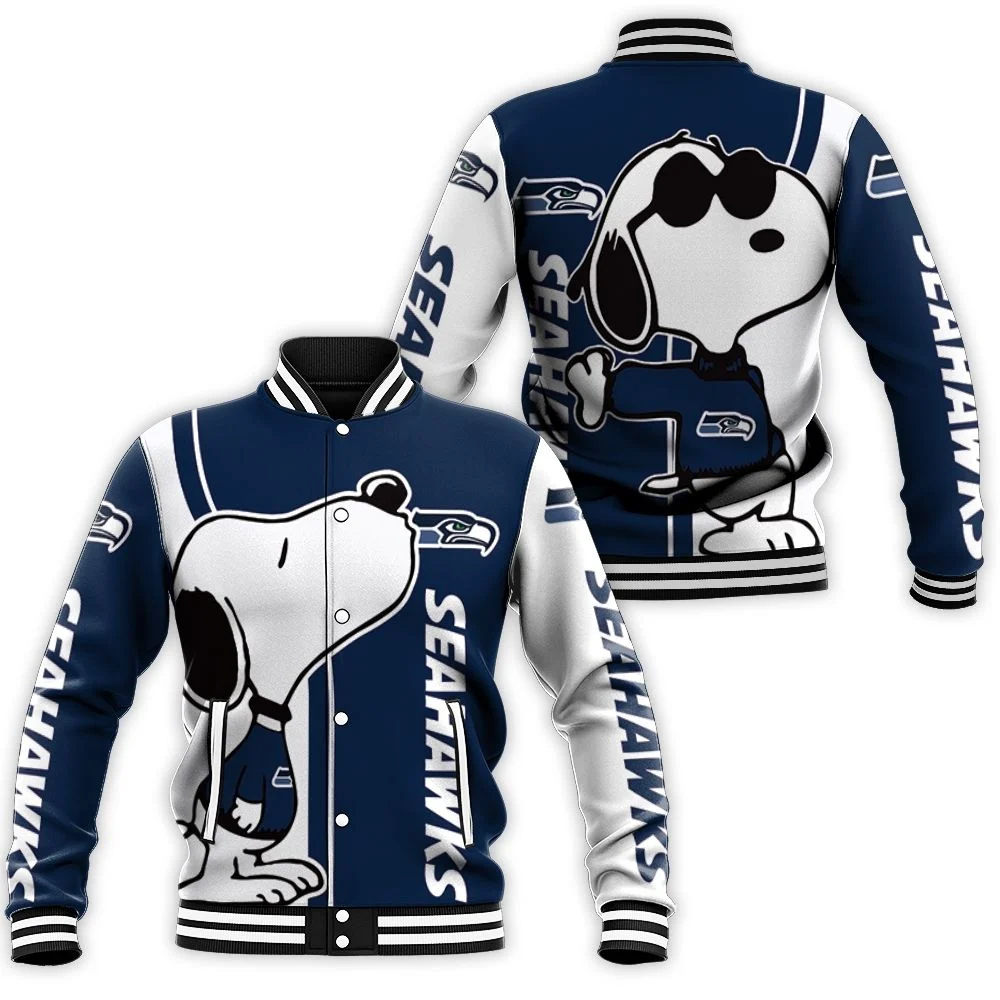 Seattle Seahawks Snoopy Lover 3d Printed Baseball Jacket