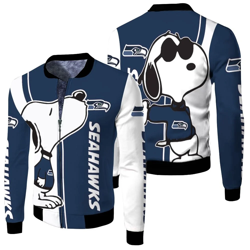 Seattle Seahawks Snoopy Lover 3d Printed Fleece Bomber Jacket