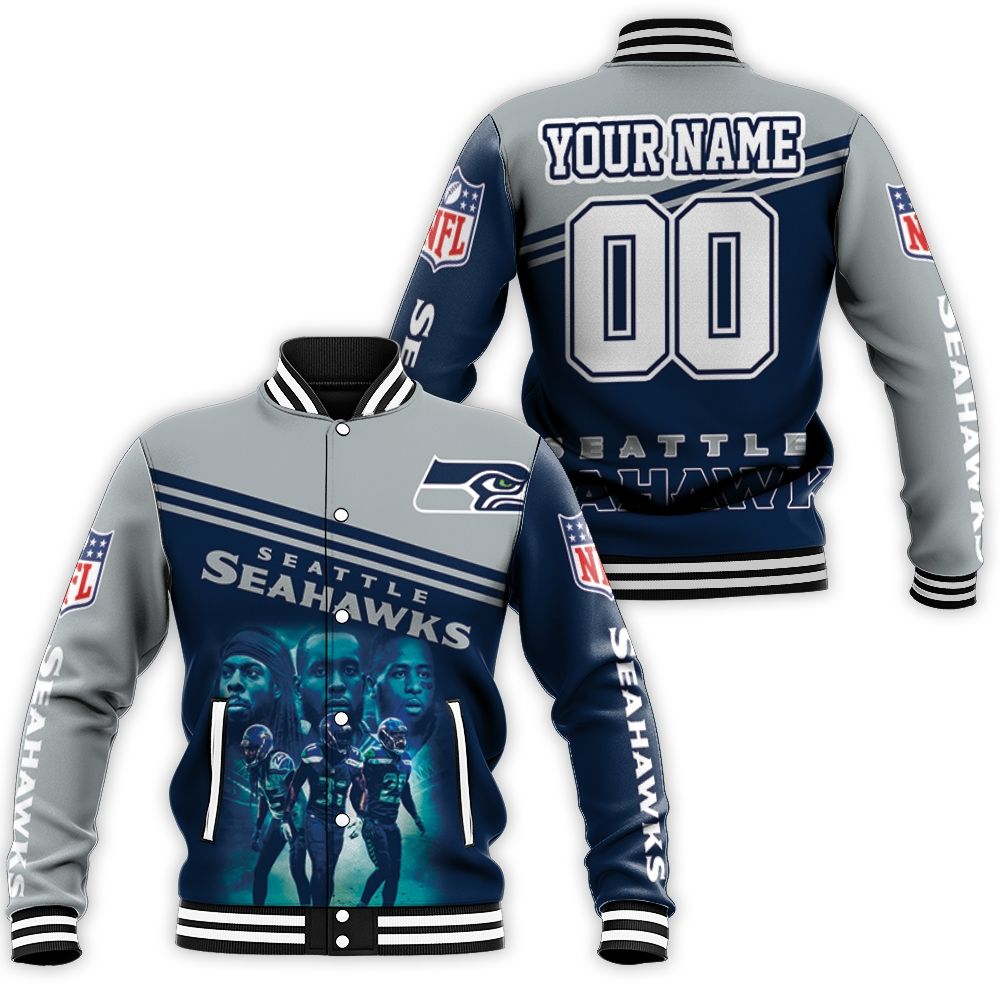 Seattle Seahawks Trio Personalized Baseball Jacket