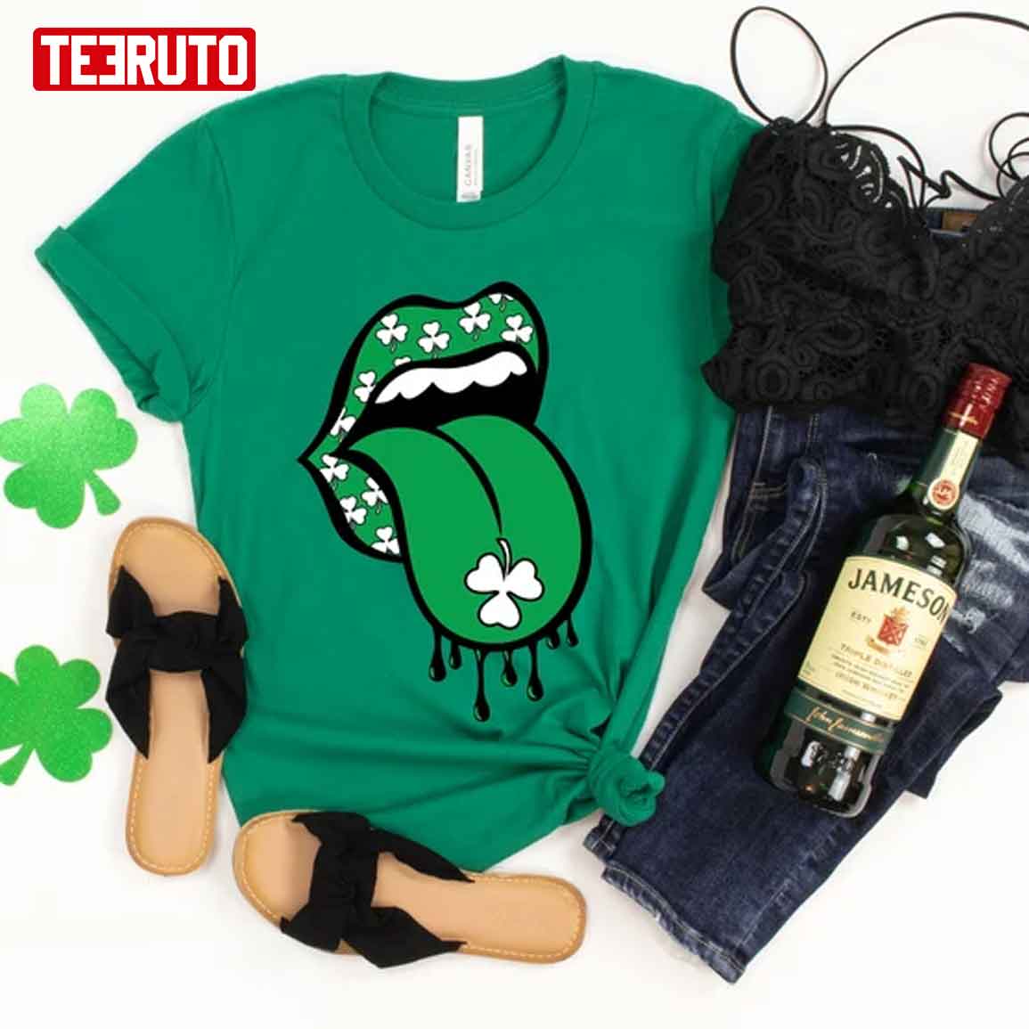 Shamrock Lucky Lips Irish Saint Patrick’s Day Unisex T-Shirt