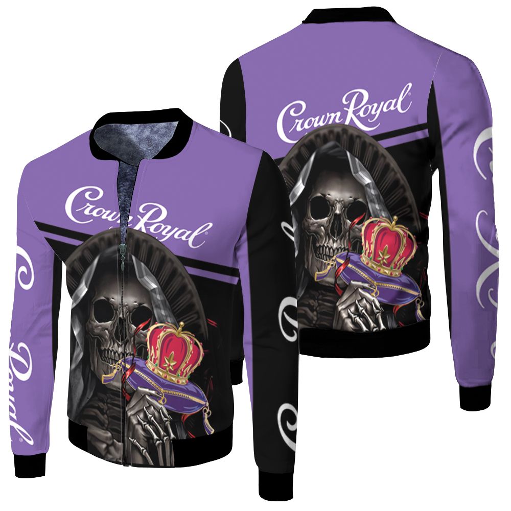 Skull Crown Royal Wine 3d Jersey Fleece Bomber Jacket