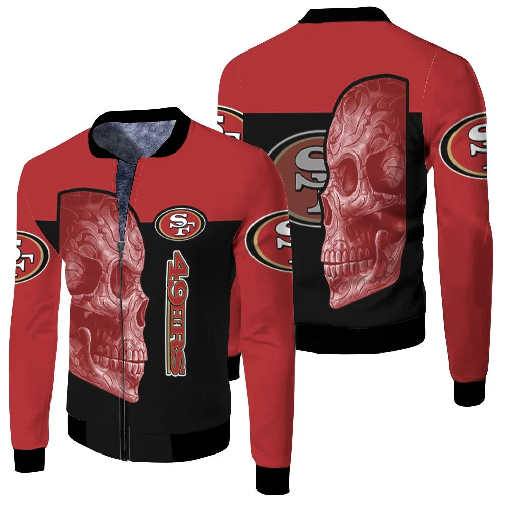 Skull San Francisco 49ers 3d T Shirt Jersey Fleece Bomber Jacket