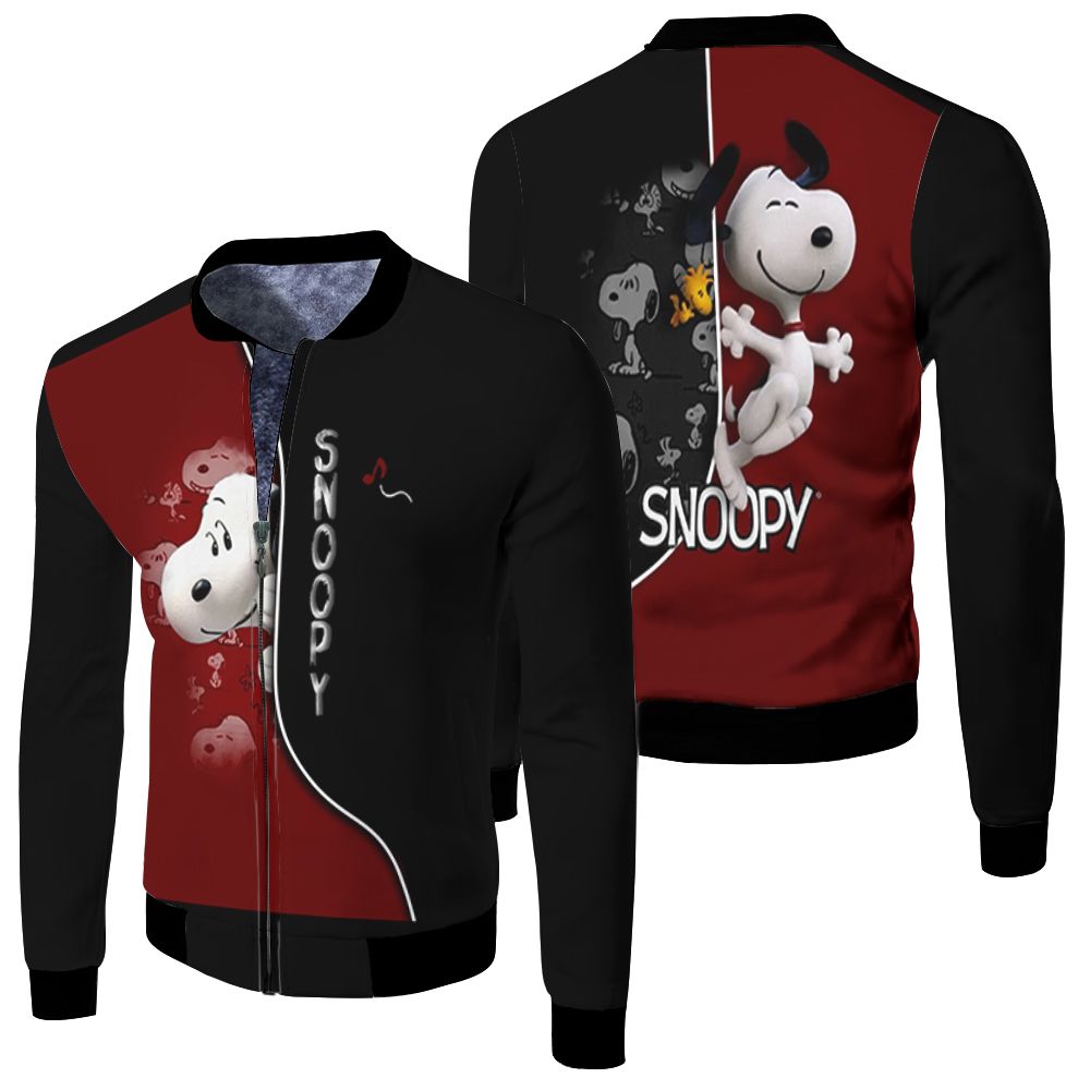 Snoopy Woodstock 3d Jersey Fleece Bomber Jacket