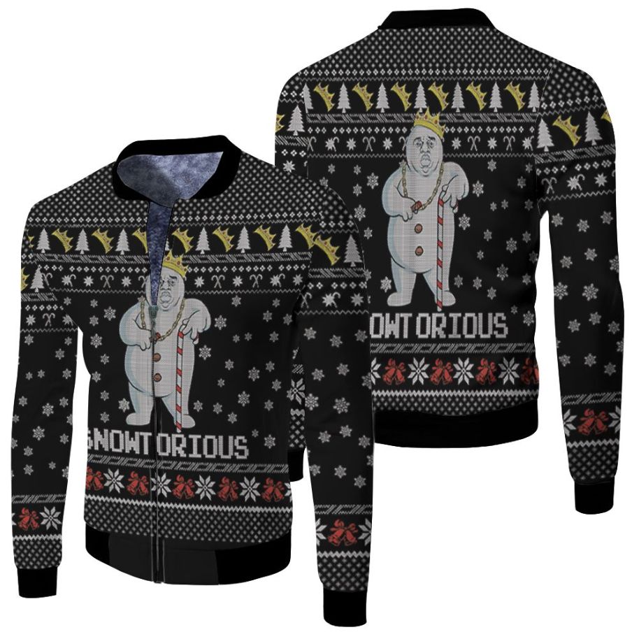 Snowtorious Ugly Christmas 3d Jersey Fleece Bomber Jacket