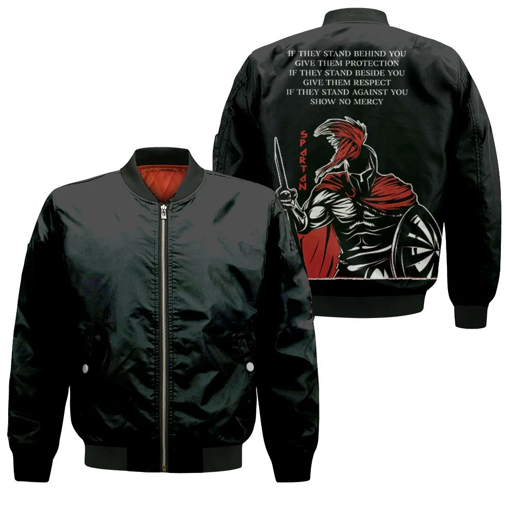 Spartan Warrior If They Stand Behind You Give Them Protection If T Bomber Jacket