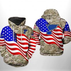 St. Louis Blues NHL US FLag Camo Veteran 3D Printed Hoodie