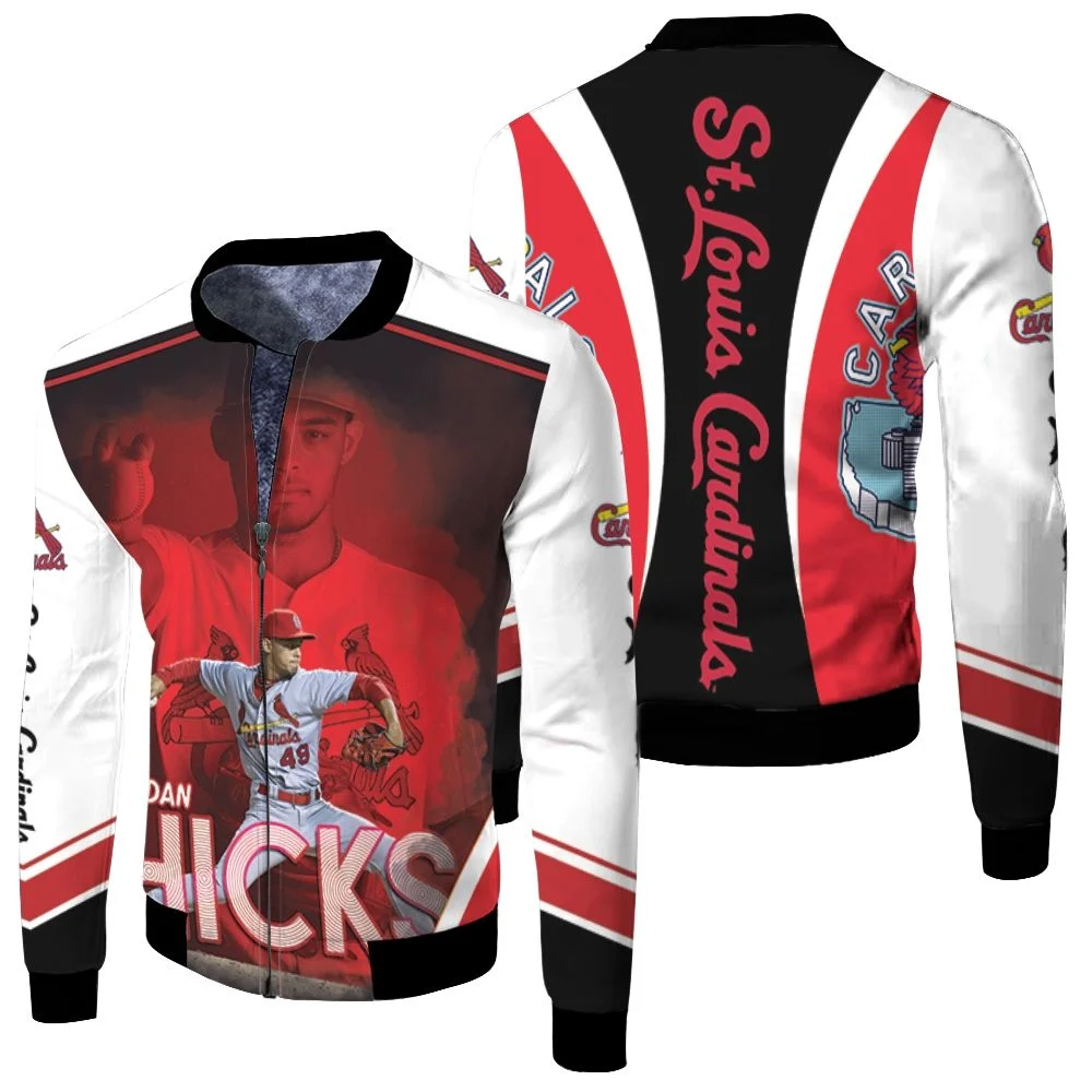 St Louis Cardinals Jordan Hicks 49 For Fan 1 Fleece Bomber Jacket