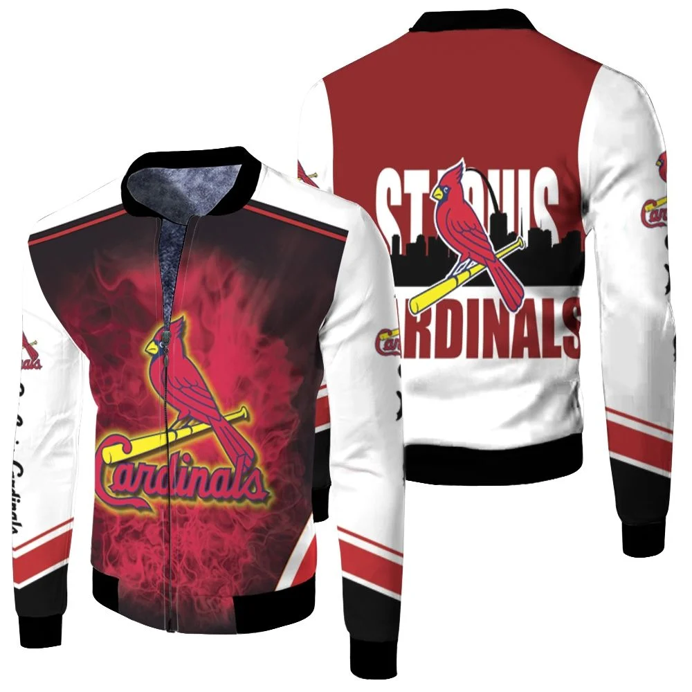 St Louis Cardinals Red Smoke Pattern For Fan Fleece Bomber Jacket