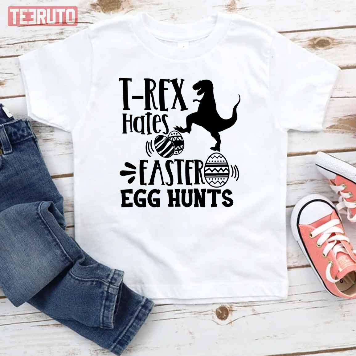 T Rex Hates Easter Egg Hunts Kid T-Shirt