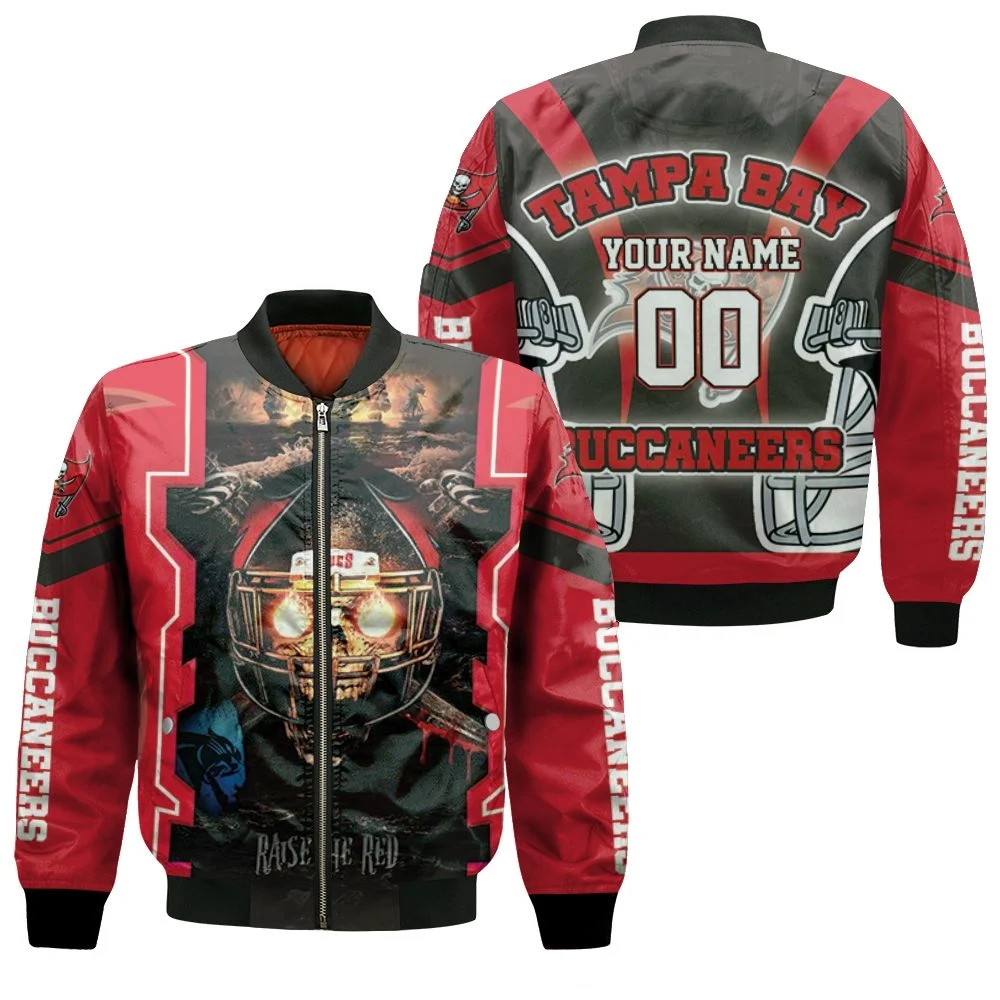 Tampa Bay Buccaneers Fire Skull Raised The Red Nfc South Champions Super Bowl 2021 Personalized Bomber Jacket