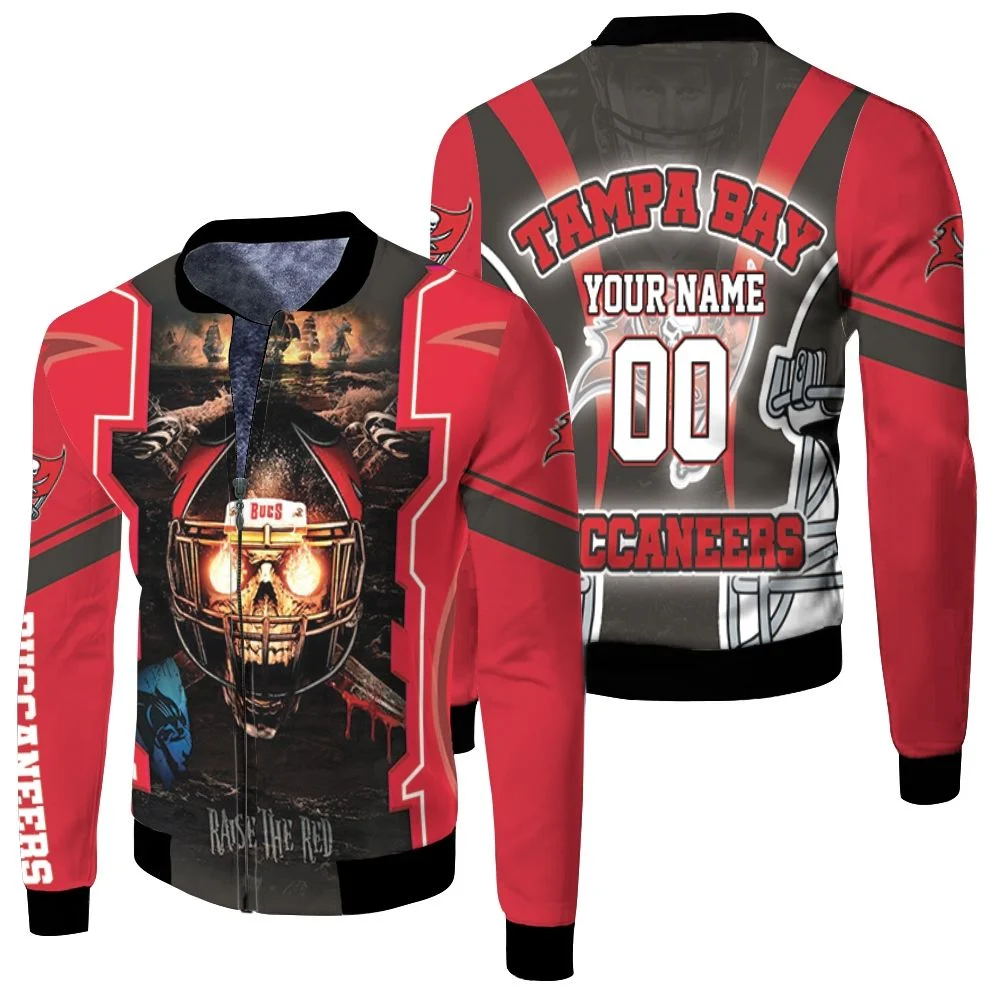 Tampa Bay Buccaneers Fire Skull Raised The Red Nfc South Champions Super Bowl 2021 Personalized Fleece Bomber Jacket