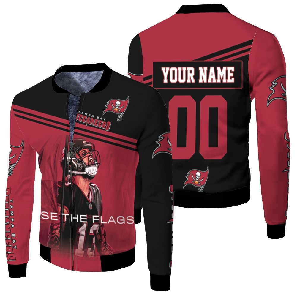 Tampa Bay Buccaneers Mike Evans Raise The Flag For Fans Personalized Fleece Bomber Jacket