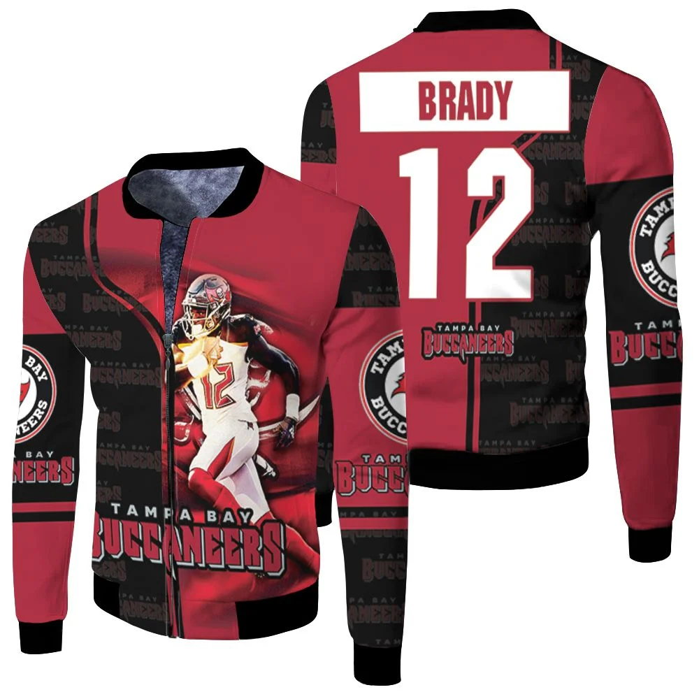 Tampa Bay Buccaneers Tom Brady Running 12 Legend For Fan Fleece Bomber Jacket