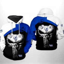 Tampa Bay Lightning NHL Skull Punisher 3D Printed Hoodie