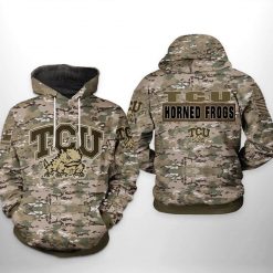 Tcu Horned Frogs NCAA Camo Veteran 3D Printed Hoodie