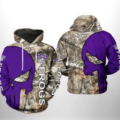 Tcu Horned Frogs NCAA Camo Veteran Hunting 3D Printed Hoodie