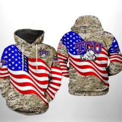 Tcu Horned Frogs NCAA US Flag Camo Veteran 3D Printed Hoodie