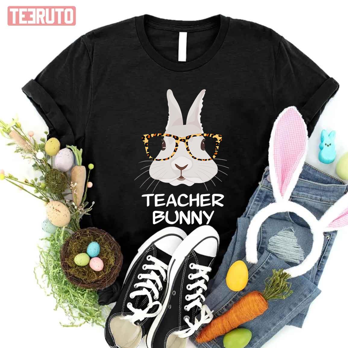 Teacher Bunny Leopard Easter Day Women T-Shirt