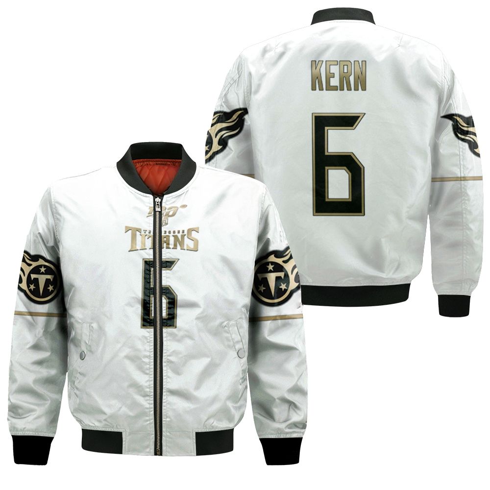 Tennessee Titans Brett Kern #6 Nfl Great Player White 100th Season Golden Edition Jersey Style Gift For Titans Fans Bomber Jacket