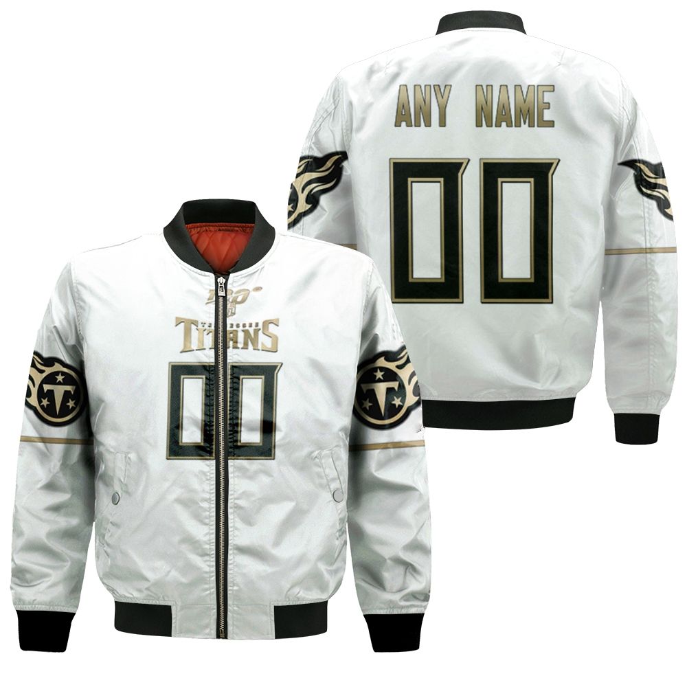 Tennessee Titans Nfl American Football White 100th Season Golden Edition Jersey Style Custom Gift For Titans Fans Bomber Jacket