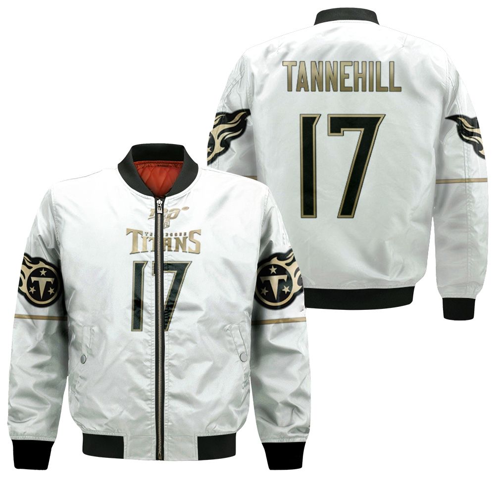 Tennessee Titans Ryan Tannehill #11 Nfl Great Player White 100th Season Golden Edition Jersey Style Gift For Titans Fans Bomber Jacket