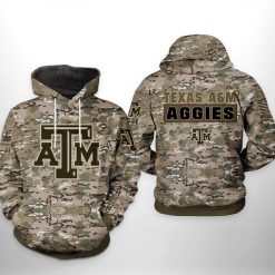 Texas A&M Aggies NCAA Camo Veteran 3D Printed Hoodie