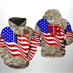 Texas A&M Aggies NCAA US Flag Camo Veteran 3D Printed Hoodie