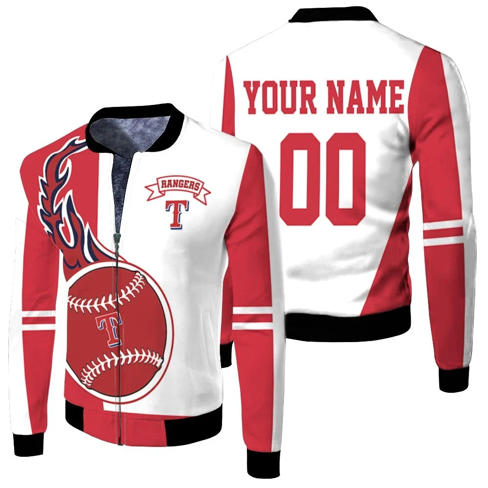 Texas Rangers 3d Personalized Fleece Bomber Jacket