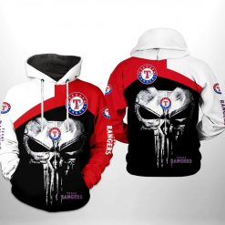 Texas Rangers MLB Skull Punisher 3D Printed Hoodie