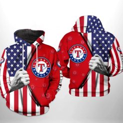 Texas Rangers MLB US Flag 3D Printed Hoodie