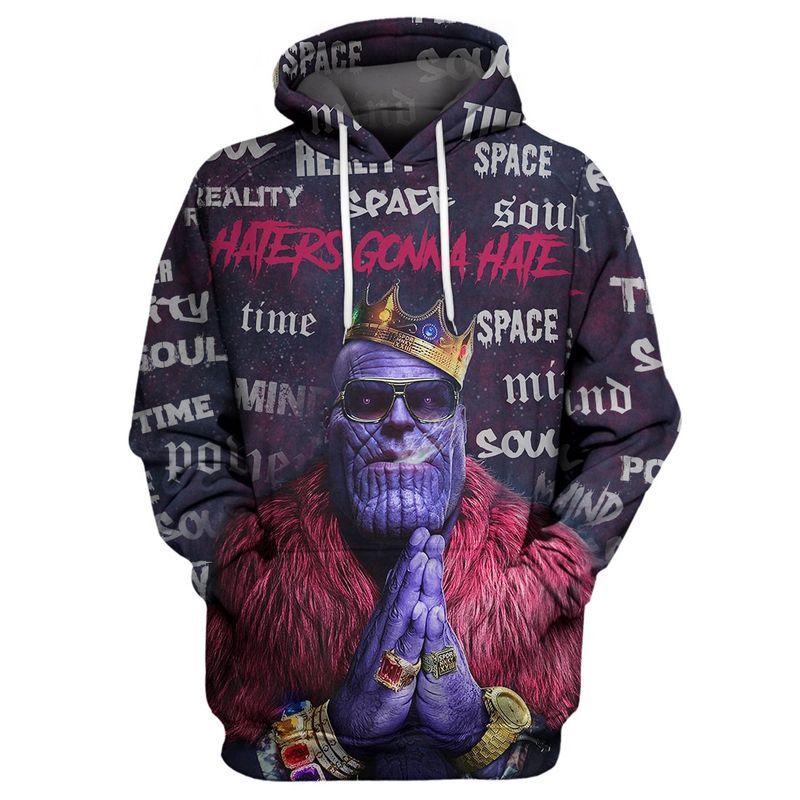 Thanos Haters Gonna Hate, Marvel Over Print 3d Zip Hoodie