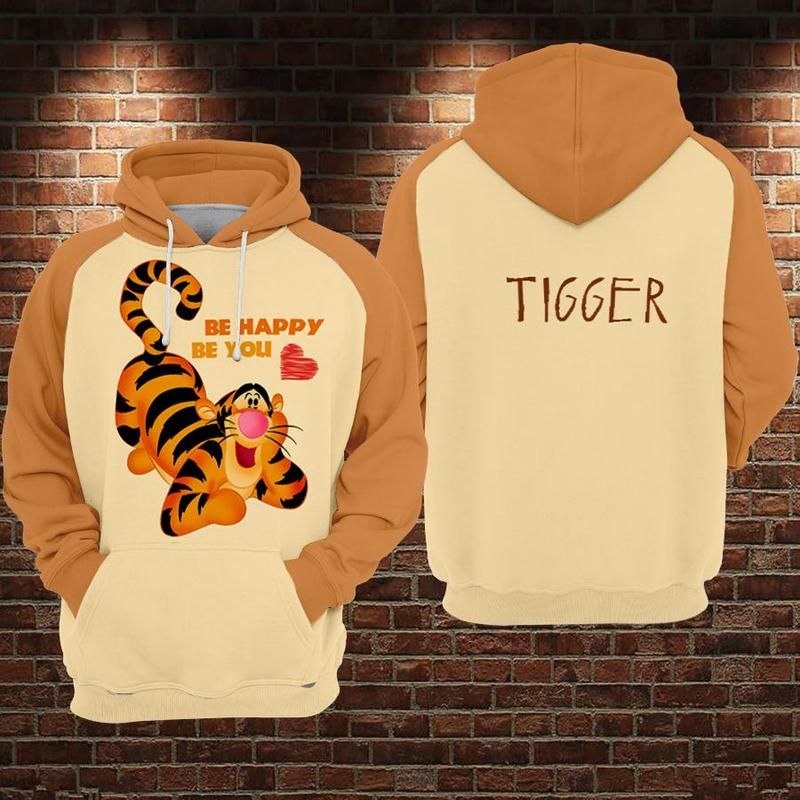 The King Lion Cartoon Tigger Be Happy Be You Over Print 3d Hoodie