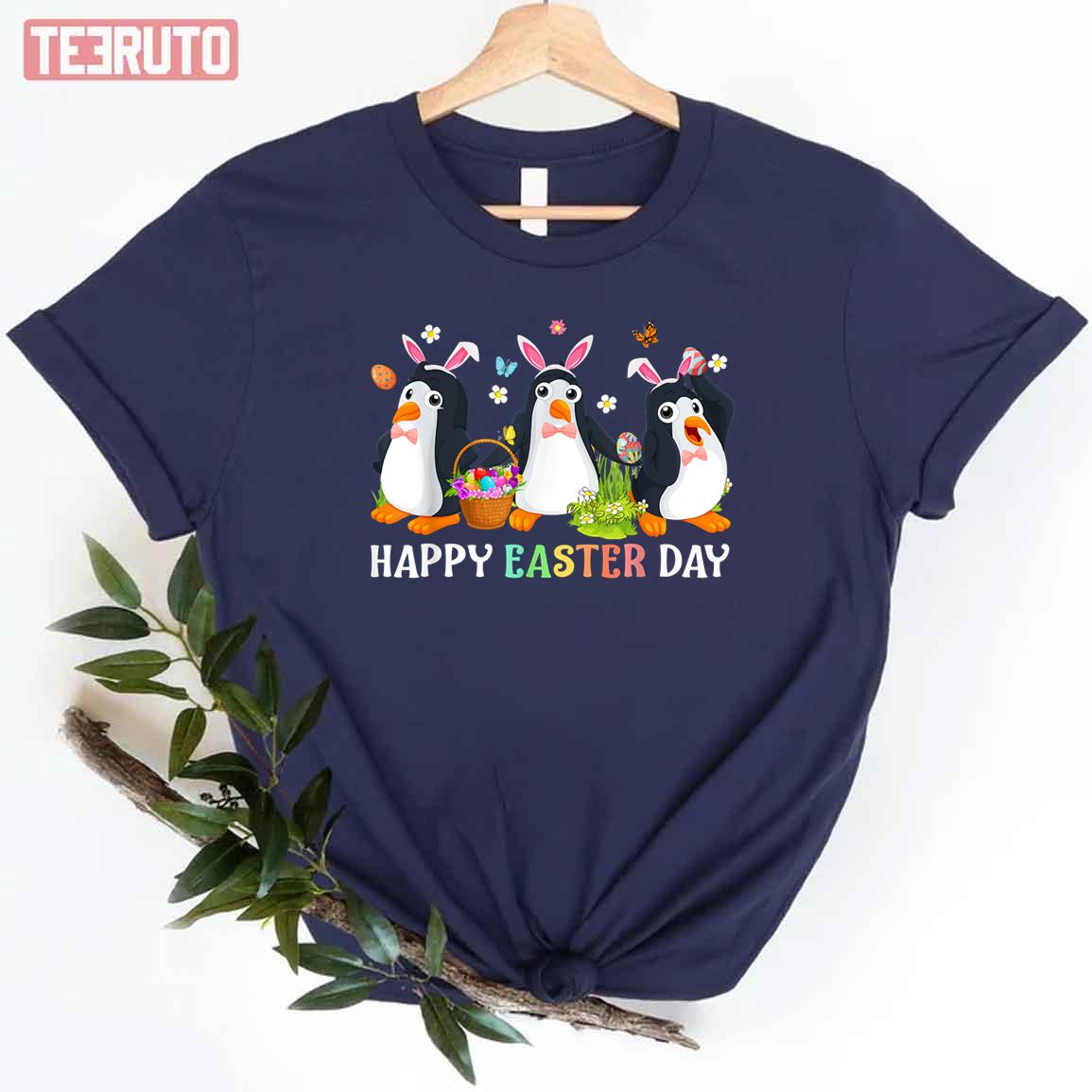 Three Penguin Easter Day Bunny Ear Costume Women T-Shirt