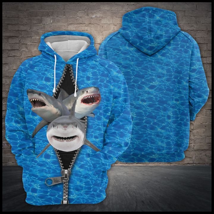 Three Sharks 3D Printed Hoodie