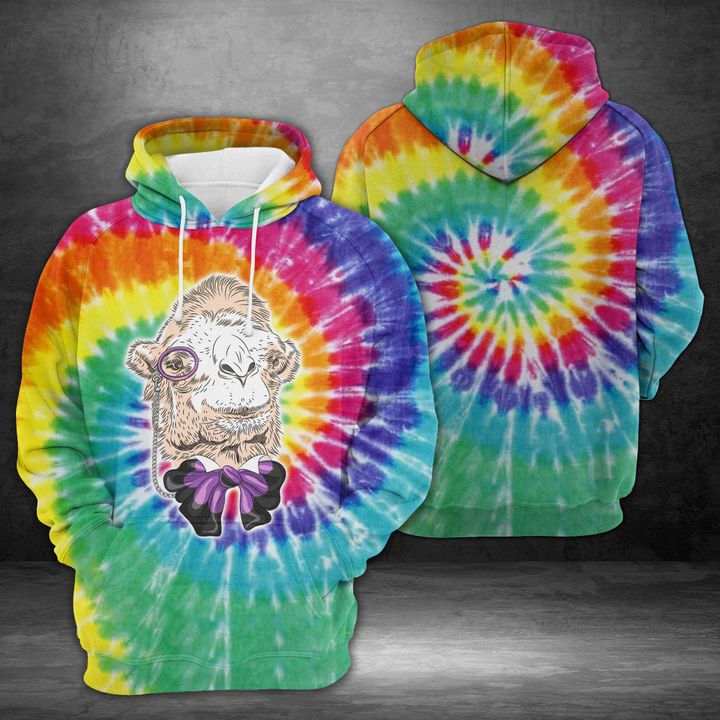 Tie Dye Hipster Camel 3D Printed Hoodie