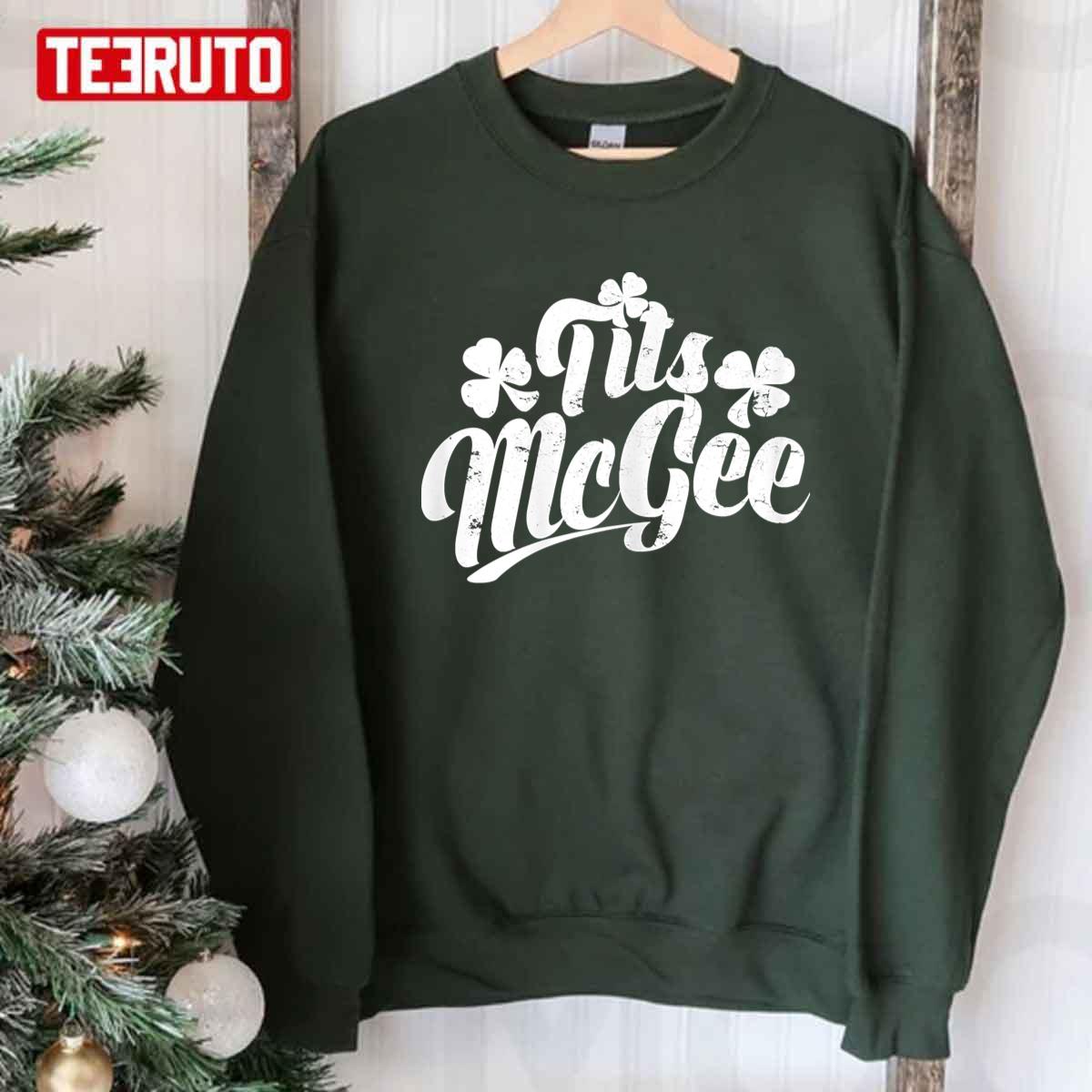 Tits Mcgee Vintage St. Patrick’s Day Funny Shamrocks Retro Unisex Sweatshirt