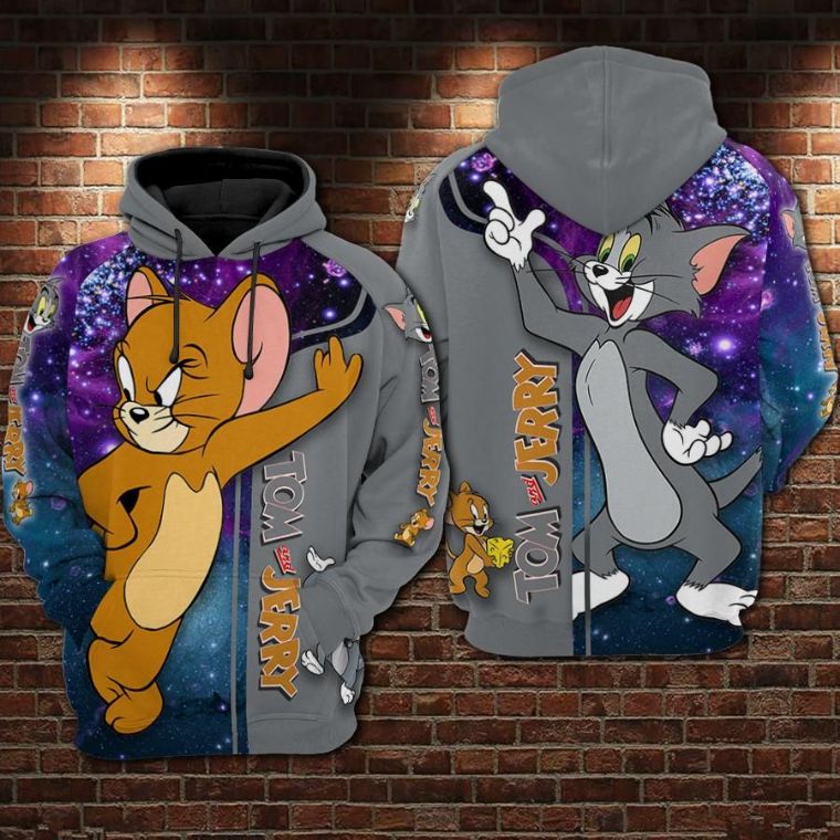 Tom And Jerry Over Print 3d Zip Hoodie