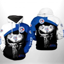 Toronto Blue Jays MLB Skull Punisher 3D Printed Hoodie