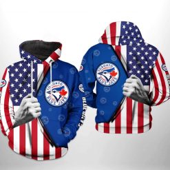 Toronto Blue Jays MLB US Flag 3D Printed Hoodie